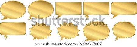 Set of Luxury metallic Golden Speech Bubble