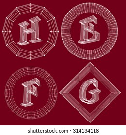 Set of luxury monogram. Letters in a frame of lines connected to points. Vector illustration eps 10