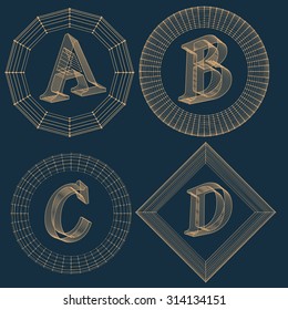 Set of luxury monogram. Letters in a frame of lines connected to points. Vector illustration eps 10