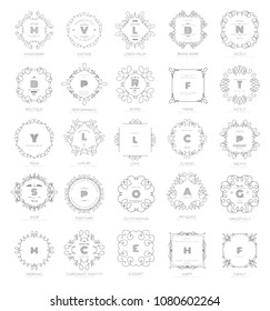 Set of luxury monogram logo templates. Elegant design for business sign, restaurant, wedding shop, jewelry, fashion, product design, brand sign. Vector illustration.