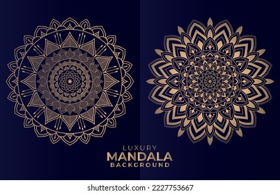 Set Luxury Ornamental Mandala Design Background, Golden color Luxury Ornamental Mandala