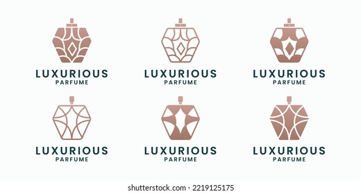 Set Of Luxury Perfume Bottle Logo Design Fashion, Cosmetic