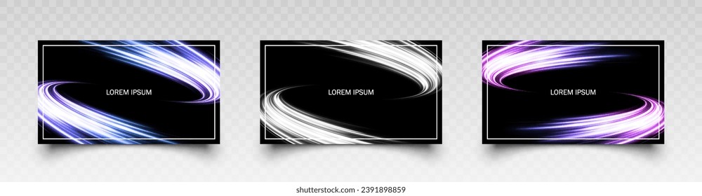 Carteles de lujo. Banners cósmicos brillantes para descuento, venta y tarjeta de felicitación. Banderas esparcen con efecto ligero.