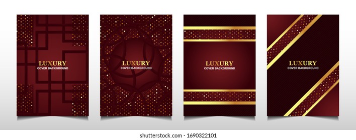 Establezca una plantilla de diseño de portada de lujo con línea roja y dorada. El gráfico de vector abstracto a4 puede utilizar el paquete de producto, informe anual, folleto comercial, tarjeta de invitación de boda, volante