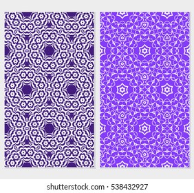 set of luxury purple color seamless floral decorative pattern. Vector illustration. For invitation, template, wallpaper