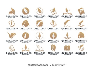 Set of luxury quill logo design