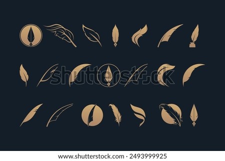 Set of luxury quill logo design