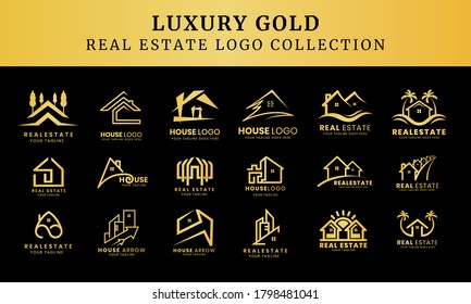 Set of luxury real estate logo template