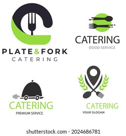 set of luxury restaurant logo design, vector illustration
