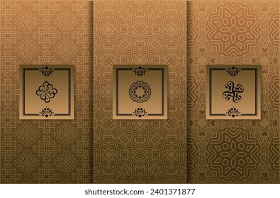 Set of luxury retro labels with calligraphic vector logo. Antique monogram collection.