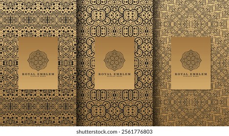 Set of luxury retro labels with calligraphic vector logo. Antique monogram collection.