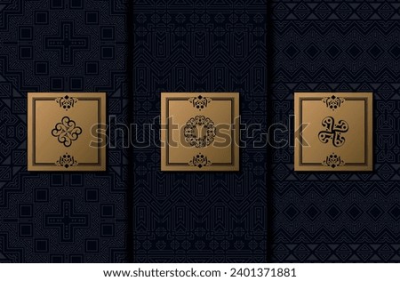 Set of luxury retro labels with calligraphic vector logo. Antique monogram collection.