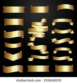 set of luxury ribbon on black background - vector template