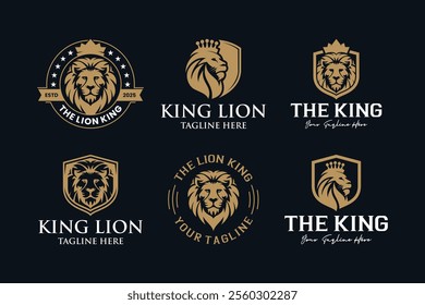 Set Of Luxury Royal Lion King Logo design