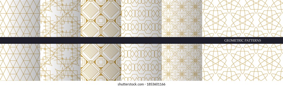 Set of luxury seamless art patterns with geometric patterns. Decorative wallpaper. Set of luxury seamless art patterns with geometric rich designs. Vector illustration