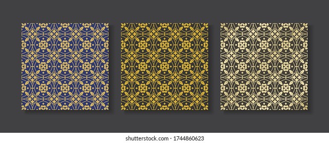 Set of luxury seamless pattern, abstract golden  pattern collections, vector pattern.