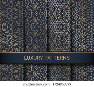 Set of luxury seamless patterns artwork, vector illustration