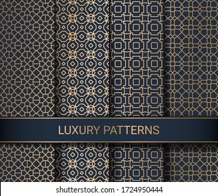 Set of luxury seamless patterns artwork, vector illustration