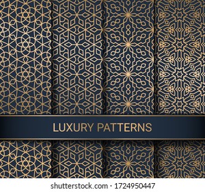 Set of luxury seamless patterns artwork, vector illustration