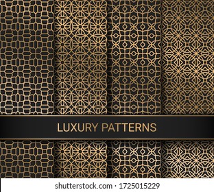 Set of luxury seamless patterns artwork, vector illustration