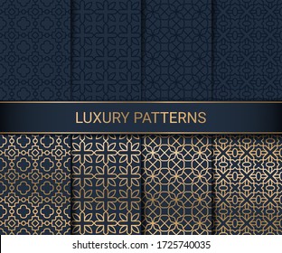 Set of luxury seamless patterns artwork, vector illustration