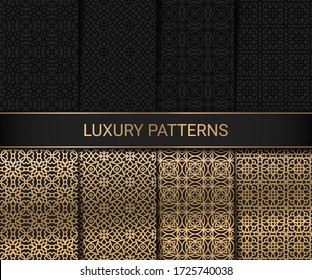 Set of luxury seamless patterns artwork, vector illustration