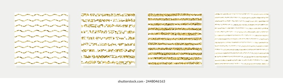 Set von Luxus nahtlose Muster mit Gold funkelt. Kollektion von Endlosmustern für verschiedene Hintergründe, Cover, Bildschirmhintergrund. Vektorgrafik