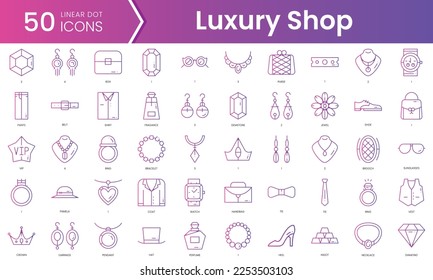 Set of luxury shop icons. Gradient style icon bundle. Vector Illustration