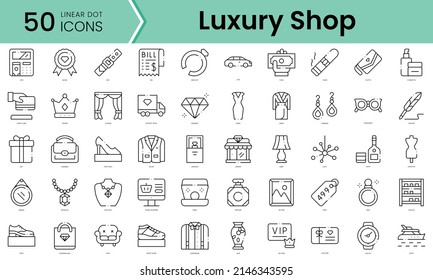 Set of luxury shop icons. Line art style icons bundle. vector illustration