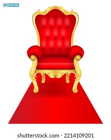 Set Of Luxury Throne Chair Golden Colored Isolated. Eps Vector