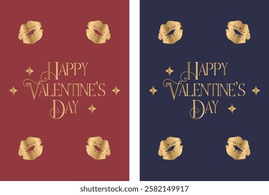 Set of Luxury Valentine's day cards. Cute love sale flyer template, poster, label, ad, copy space, cover, banner design set. Modern typography art background. Trendy style. Vector illustration