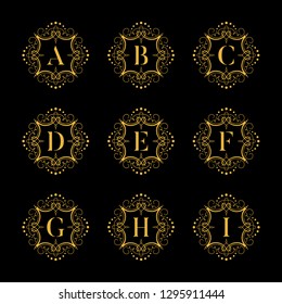Set luxury vector alphabet. Letters alphabet with floral
