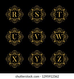 Set luxury vector alphabet. Letters alphabet with floral