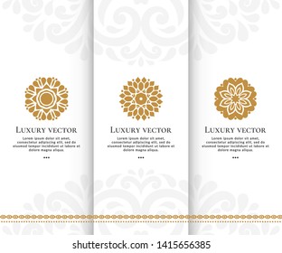 Set of luxury vector emblem in a circle shape with elegant, classic elements. Can be used for logo and monogram. Great for invitation, flyer, menu, brochure, background or any desired idea..