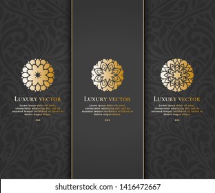 Set of luxury vector emblem in a circle shape with elegant, classic elements. Can be used for logo and monogram. Great for invitation, flyer, menu, brochure, background or any desired idea.