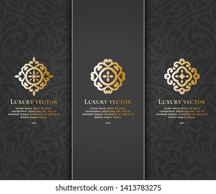 Set of luxury vector emblem with elegant, classic elements. Can be used for logo and monogram. Great for invitation, flyer, menu, brochure, background or any desired idea.