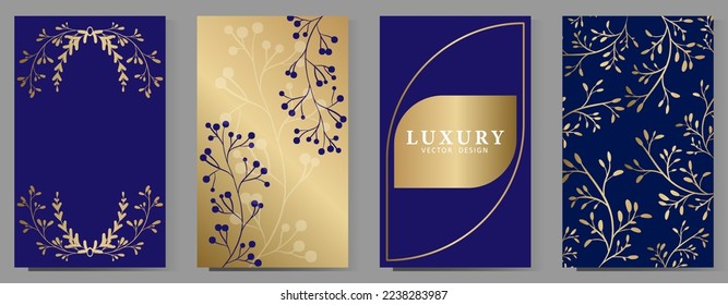 Set of luxury vector illustrations in floral style