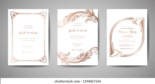 Wedding Invitation Card Rose Gold Color Stock Vector (Royalty Free ...