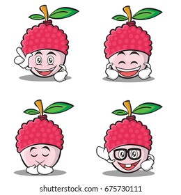 Set of lychee cartoon character style collection