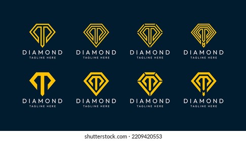 Set of M letter diamond monogram logo design bundles. The perfect logo to use for jewelry companies, mining industries and the like.