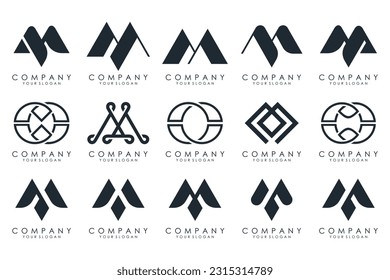 Set of M letter logo design vector. modern M letter design collection.