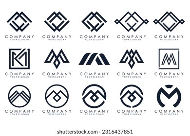 Set of M letter logo design vector. modern M letter design collection.