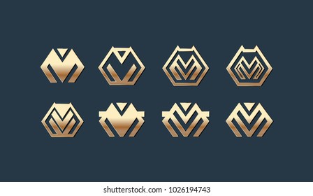 Set of M Letter Logo Template Design Vector Illustration Elements