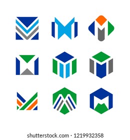 set M letter logo vector.