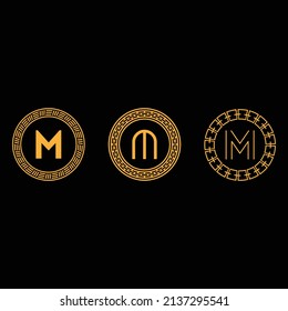 conjunto de letra M con el retro clásico diseño del logotipo de negocios de adorno de vintage premium
