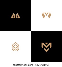 set of M logo design sign vector