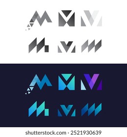 Un conjunto de letras del logotipo de la tecnología M. Muy adecuado para su uso en empresas modernas.