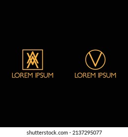 Satz M V-Brief mit Retro-Logo für klassisches Premium-Vintage-Ornament