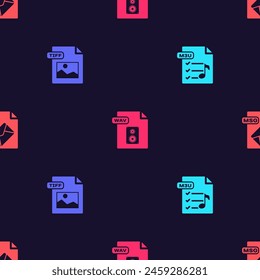 Setzen Sie M3U-Datei Dokument, TIFF, WAV und MSG auf nahtlose Muster. Vektorgrafik