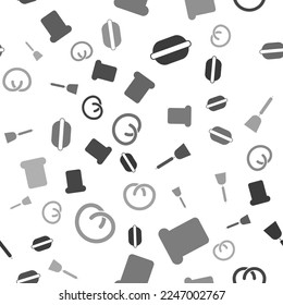 Set Macaron cookie , Bread toast, Spatula  and Pretzel  on seamless pattern. Vector